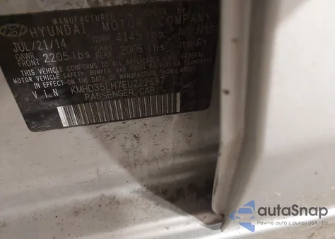 2014 Hyundai Elantra Gt z USA, uszkodzony, nr VIN KMHD35LH7EU222697